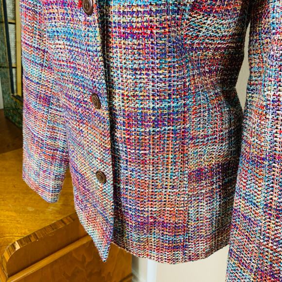 Coldwater Creek Size S Women's Tweed Blazer Jacket Pink Fall Workwear - Picture 7 of 11